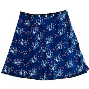 Erin Macleod preppy wrap around adjustable Nautical Blue A-Line Snap Skirt